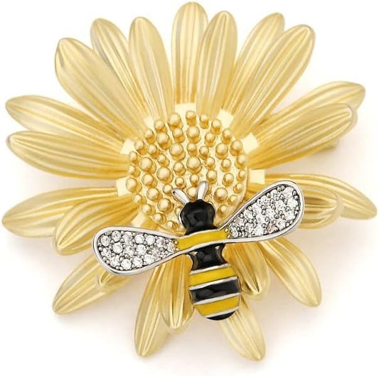 Fashion Flower Brooches for Women Rhinestone Flower Brooches Pins 18k Gold Plated Lapel Pins Jewelry for Girlfriend Wife