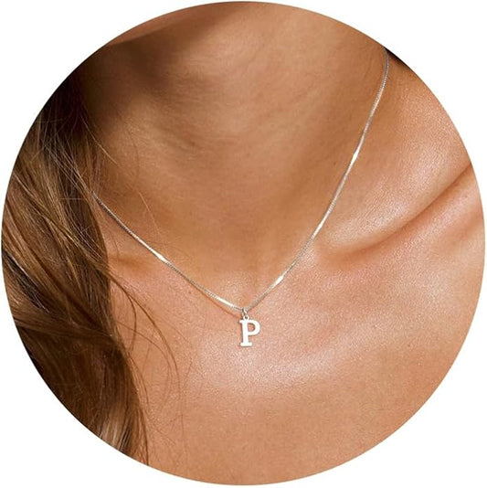 Foxgirl Gold Initial Necklaces for Women, Dainty Gold Letter Necklace Tiny A-Z Pendant Choker Necklace Trendy Cute Personalized Monogram Name Necklace Gold Jewelry Necklace for Women Gift