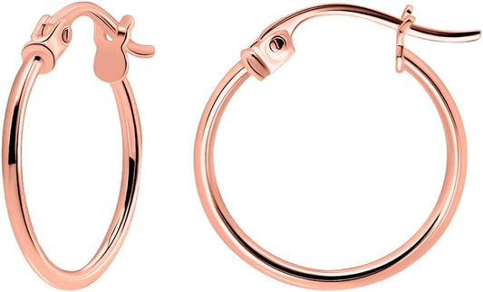SEA OF ICE 925 Sterling Silver Hoop Earrings for Women - Hypoallergenic Earrings for Women in Sterling Silver, Yellow Gold, Rose Gold or Black Rhodium | Sizes 12MM, 15MM, 20MM or Multipack