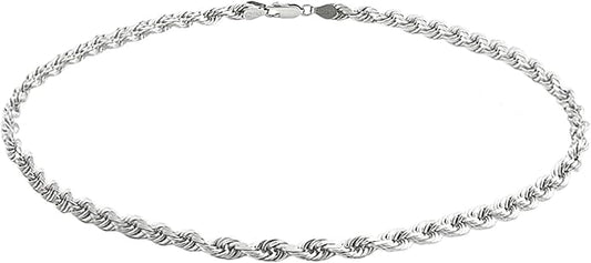 Savlano 925 Sterling Silver Solid Italian Figaro, Rope,Herringbone, Curb, Ball Bead, Snake, Mariner Chain Anklet for Women, Comes in 0.8mm - 5mm With Gift Box