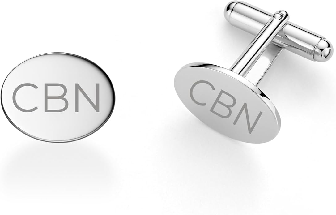 MASSETE Sterling Silver Cufflinks for Men Personalized with Engraved Initials or Name Gift for Men - Made in Italy