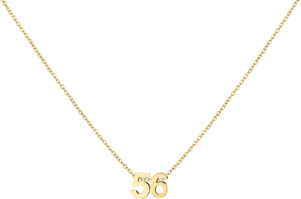 Number Necklace for Women Dainty 18K Gold Plated Pendant Necklace Charm Birth Month Personalized Jewelry Birthday Gift