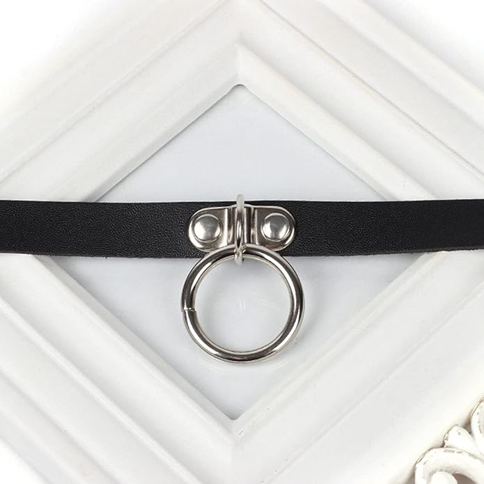 Gothic Choker Necklace Black Geometric Leather Collar Necklace Fashion Punk Jewelry for Women