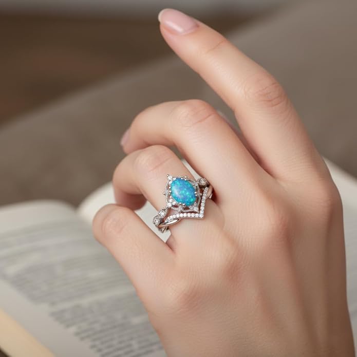 Oval Cut Vintage Gemstone Engagement Rings set for Women S925 Sterling Silver/10K/14K/18K Gold Birthstone Promise Anniversary Bridal Set Ring for her