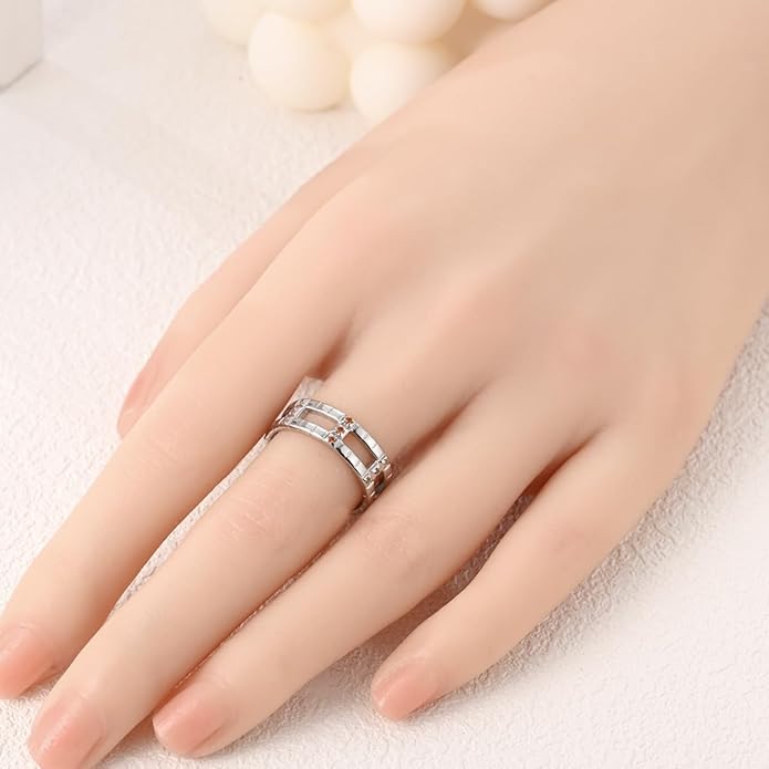 NARMO 925 Sterling Silver Rings for Women Evil Eyes Rings Entwined Line Cubic Zirconia Rings Simple Stackable Finger Rings Engagement Ring Personality Rings Size 6-9