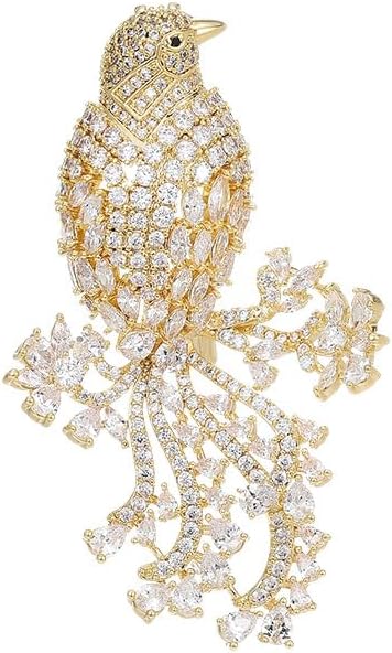 18K Gold Brooch Rhinestone Animal Brooch Pin Elegant Lapel Pin Wedding Jewelry Christmas Gift Dress Accessories for Women