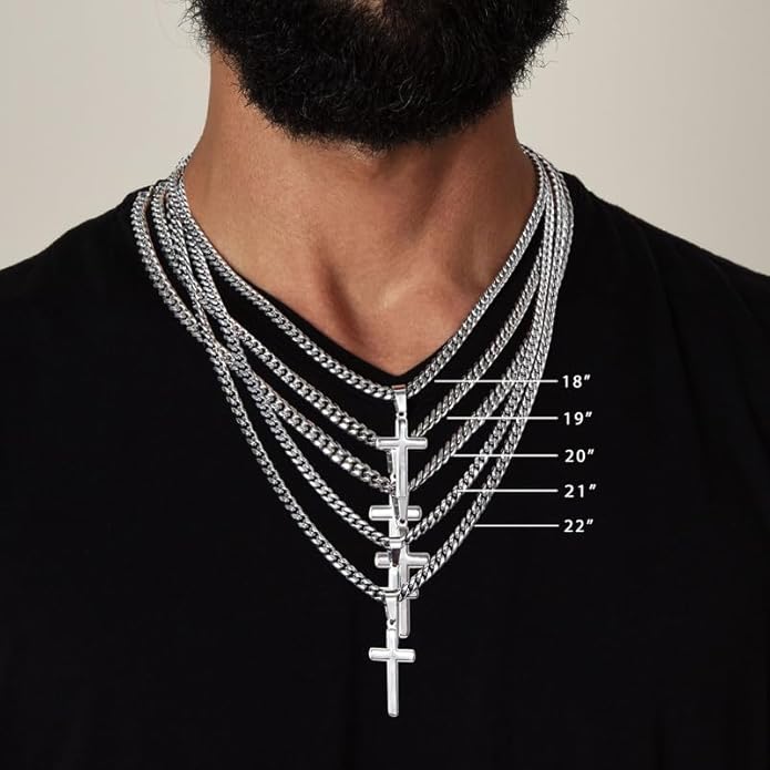 SUTERY Cross Cuban Chain Necklace - Promise Necklace for Him, Necklace for Boyfriend, Mens Necklace for Fiance, Valentine's Day