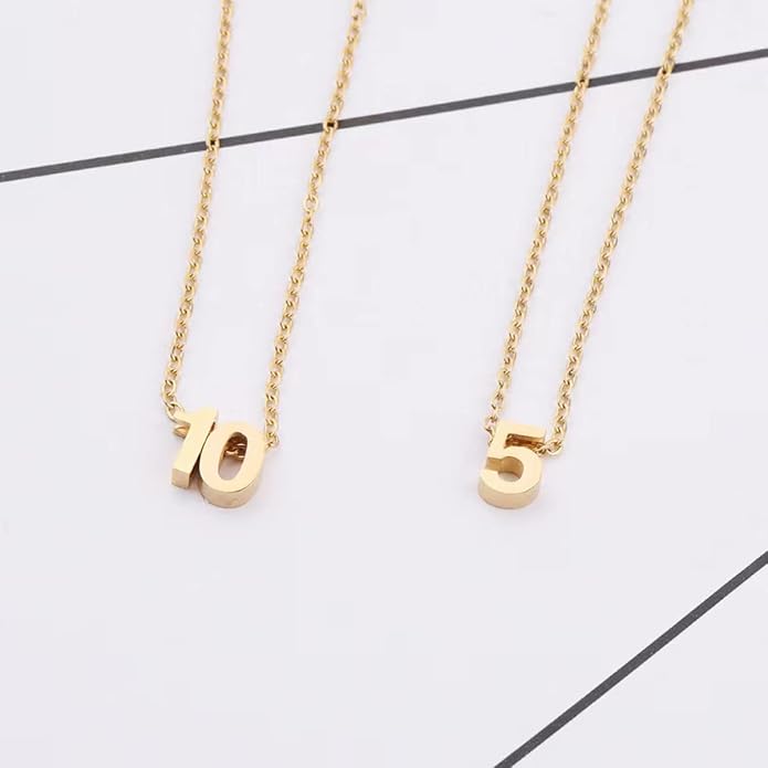 Number Necklace for Women Dainty 18K Gold Plated Pendant Necklace Charm Birth Month Personalized Jewelry Birthday Gift