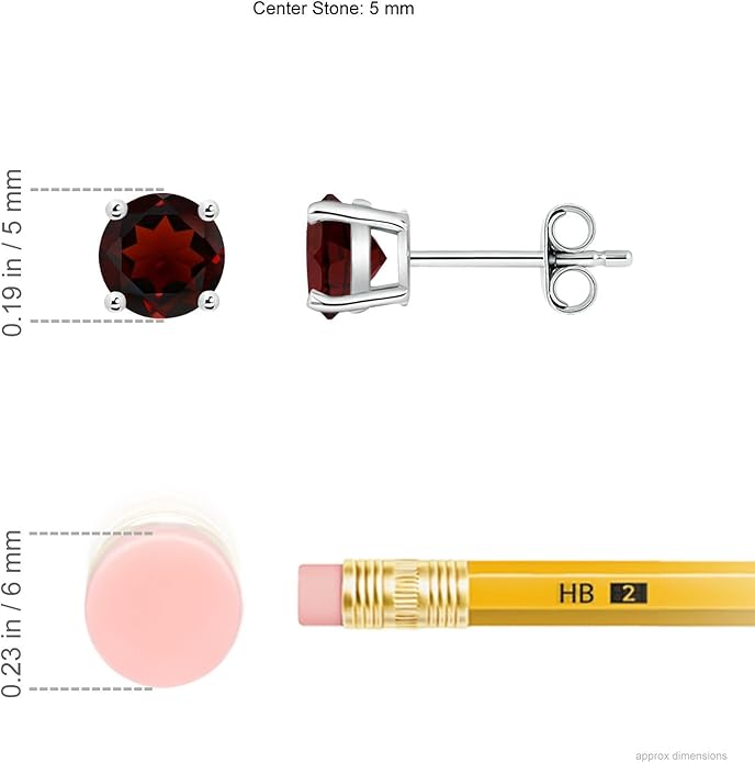 ANGARA Natural Garnet Solitaire Studs for Women | Basket-Set Round Garnet Studs in 14K Solid Gold/Sterling Silver/Platinum | January Birthday, Anniversary, Gemstone Jewellery Gift