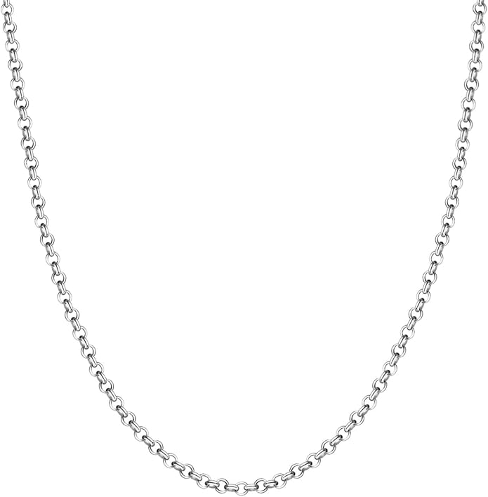 Savlano 925 Sterling Silver Solid Round Rolo Chain Necklace For Women 1.5mm, 2mm - Made in Italy Comes With a Gift Box