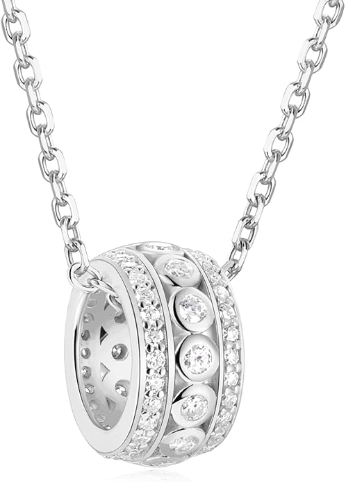 D Color 0.53ct/1.24ct/1.72ct/1.2ct Moissanite Necklace for Women Men, 925 Sterling Silver Chunky Circle/Triangle/Square Pendant, Birthday Christmas Valentines Jewelry, 16-20 Inch Box Chain Adjustable