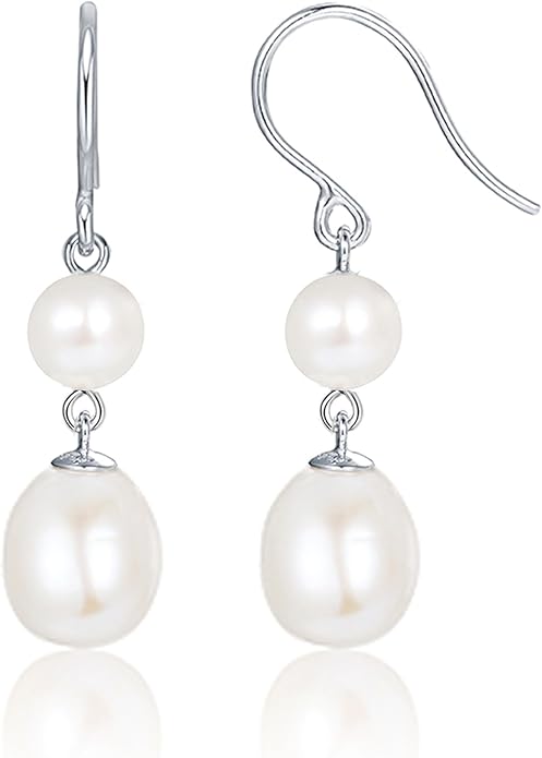 Long Pearl Earrings for Women 18K Gold Plated Hypoallergenic Lightweight Pearl Dangle Drop Earrings for Wedding Elegant Jewelry for Bridal Christmas Gift