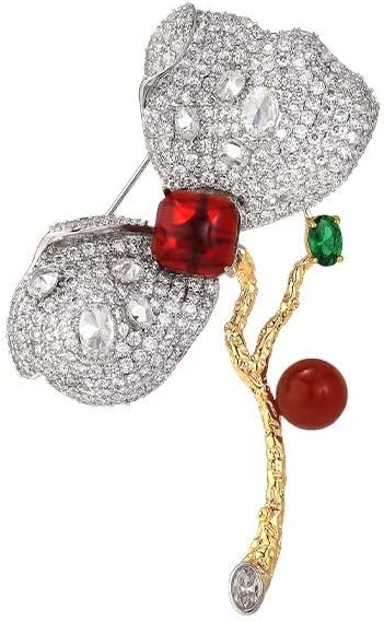 Fashion Flower Brooches for Women Rhinestone Flower Brooches Pins 18k Gold Plated Lapel Pins Jewelry for Girlfriend Wife