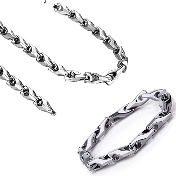 Urban Jewelry Astro Snake 18K Gold plated/Stainless steel Men's Heavy Weight Tungsten Carbide Base Link Necklace Chain