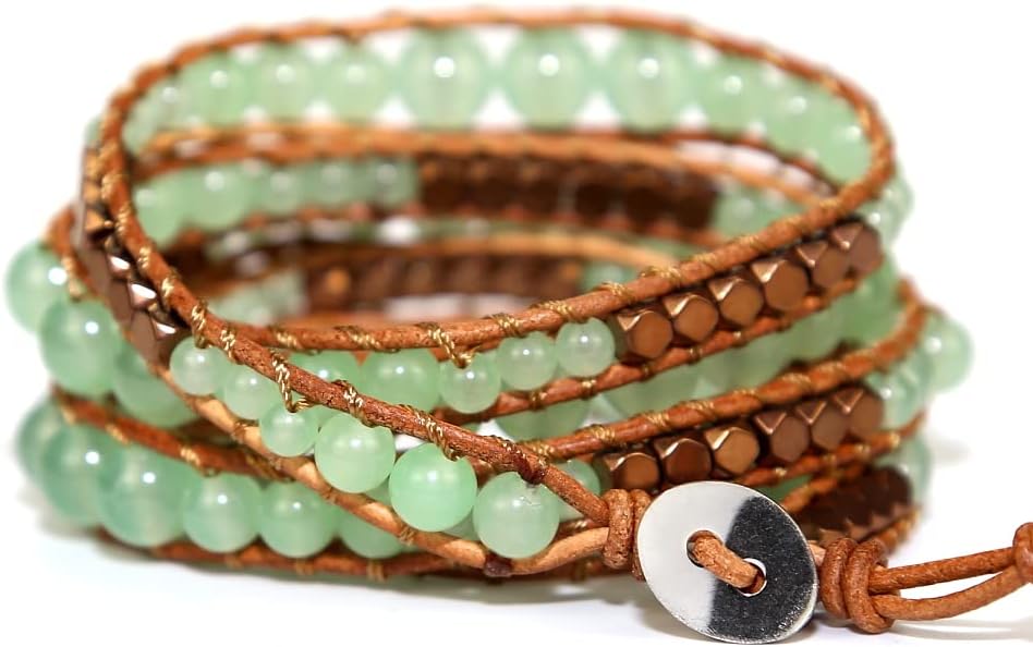 ZOSOJONA Boho Wrap Bead Bracelet for Women - Handmade Adjustable Natural Stone Beaded Bracelets Rope Yoga Healing Bracelet Bangle Hippie Jewelry
