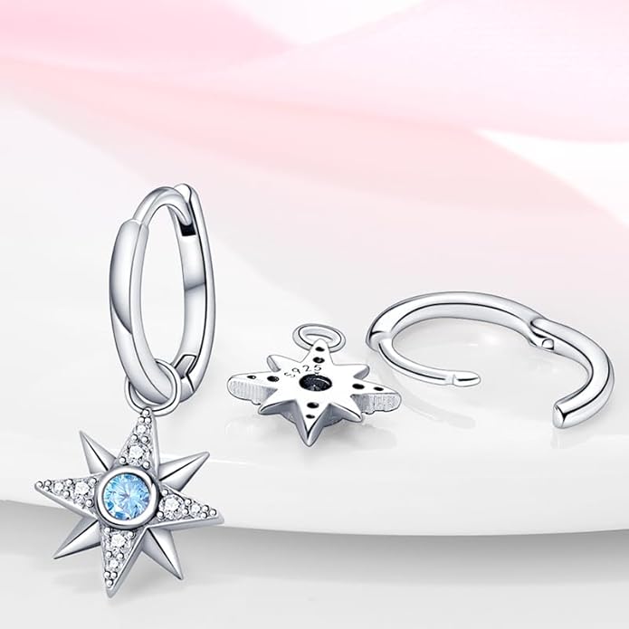 925 Sterling Silver Women Earrings, Sparkling Star and Moon Earrings, Various Hypoallergenic Earrings, Best Gift for Women