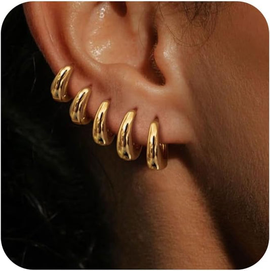 Hoop Earrings for Women 14K Gold Plated/Silver Hoops Simple Knot Huggie Small Hoop Earrings Set Trendy Hoops Everyday Wear Earrings for Women Jewelry