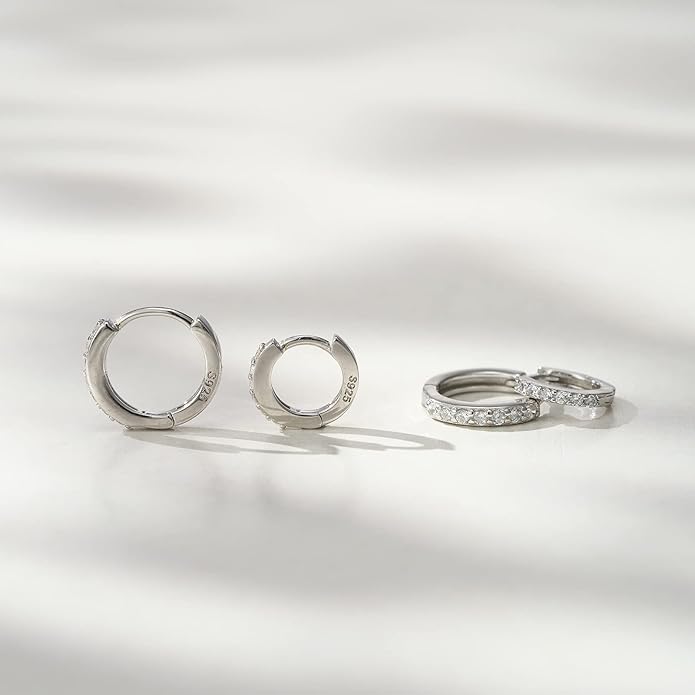 SWEETV 925 Sterling Silver Huggie Hoop Earrings for Women Girls-Tiny Small Cartilage Hoop Earring