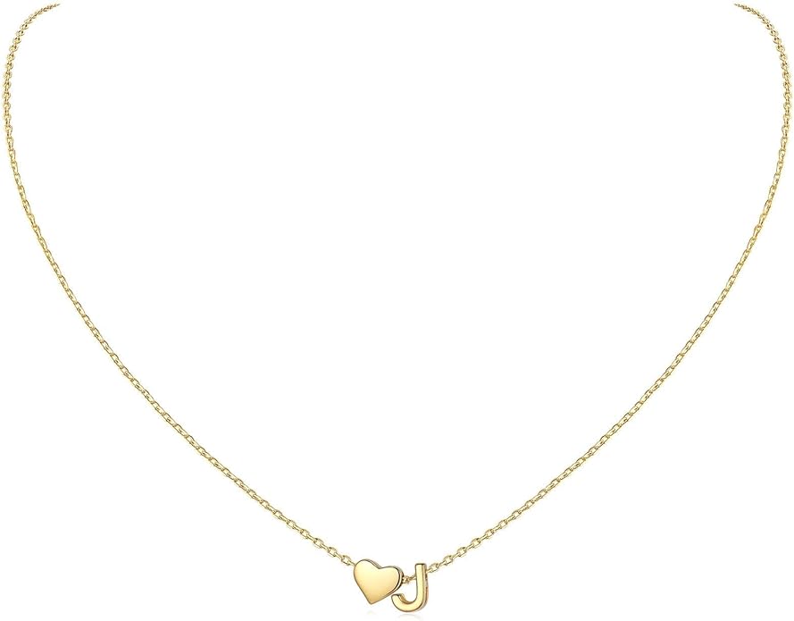 ChicSilver 925 Sterling Silver Heart Initial Necklaces for Women -Dainty Personalized Heart Pendant Letter Alphabet Necklace for Women