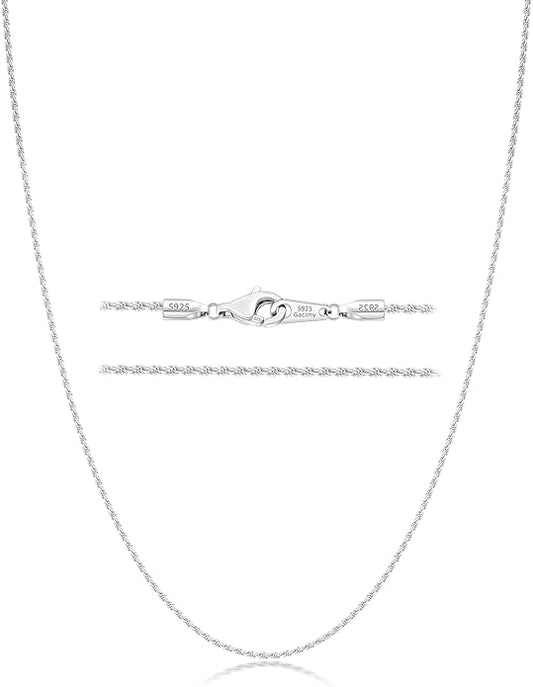 Gacimy 925 Sterling Silver Rope Chain for Women Men, 1.2mm 1.5mm 1.8mm Width 16 18 20 22 24 Inches Length