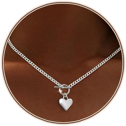Zeffy Dainty Gold Heart Necklace for Women Trendy 14K Gold/Silver Plate Cute Heart Pendant Choker Necklaces Gold Love Heart Chain Necklace for Women Dainty Gold Jewelry Gifts for Women