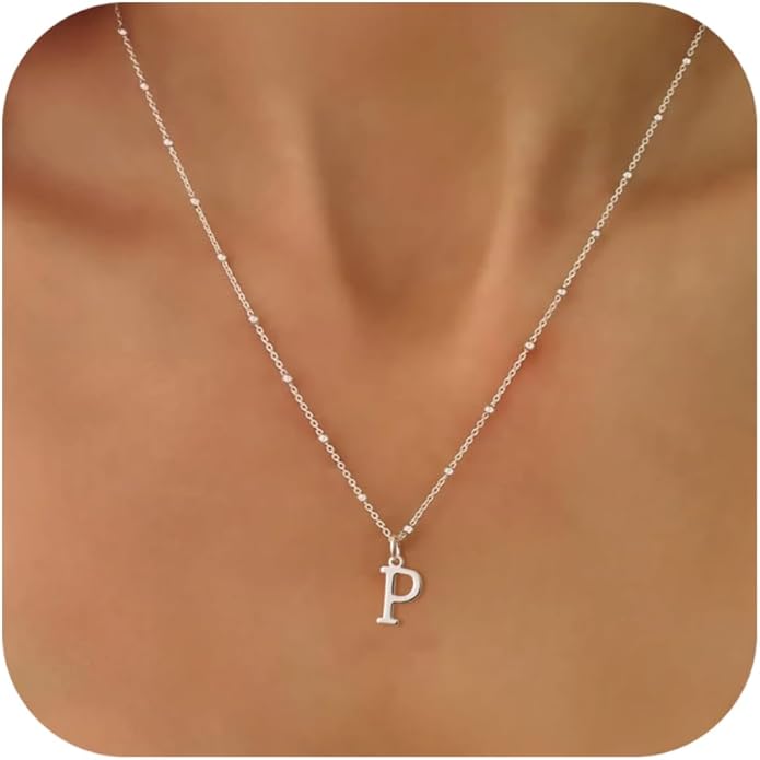 Initial Necklaces for Women Dainty Gold Letter Pendant Necklace 14k Gold Plated A-Z Name Necklaces Cute Charm Choker Necklace Fashion Accessories Non Tarnish Trendy Jewelry Gift
