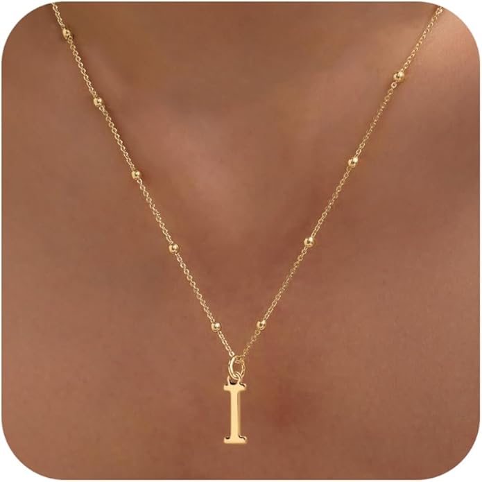 Initial Necklaces for Women Dainty Gold Letter Pendant Necklace 14k Gold Plated A-Z Name Necklaces Cute Charm Choker Necklace Fashion Accessories Non Tarnish Trendy Jewelry Gift