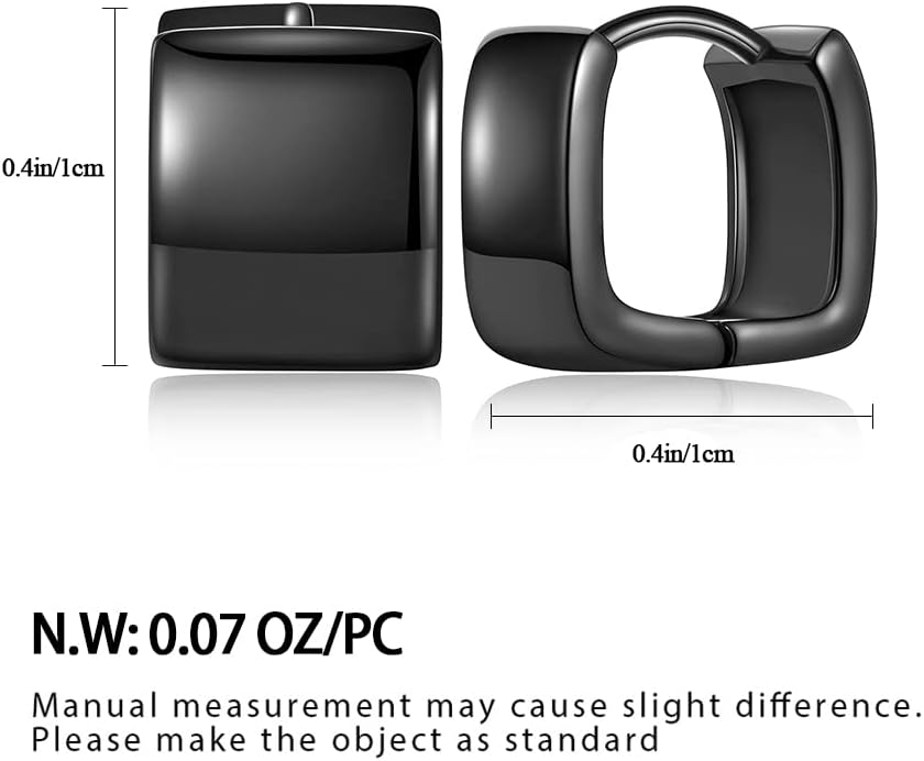 14K Gold Plated Hoop Earring Small Square Huggies Hoops For Women, Minimalist Cute Earrings for Women Girls Gift, gold silver rose gold black and CZ