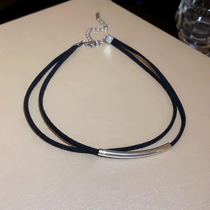 Sora Tuki Black Choker Necklace for Women 1cm-3cm Wide Velvet Leather Lace Chocker Tattoo Collar 90s Goth Jewelry