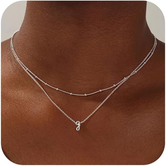 Yoosteel Layered Initial Necklaces for Women Teen Girls Trendy - Dainty Gold/Silver Letter A-Z Stack Initial Necklace Birthday Personalized Gifts for Women Jewelry