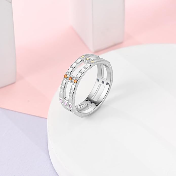 NARMO 925 Sterling Silver Rings for Women Evil Eyes Rings Entwined Line Cubic Zirconia Rings Simple Stackable Finger Rings Engagement Ring Personality Rings Size 6-9