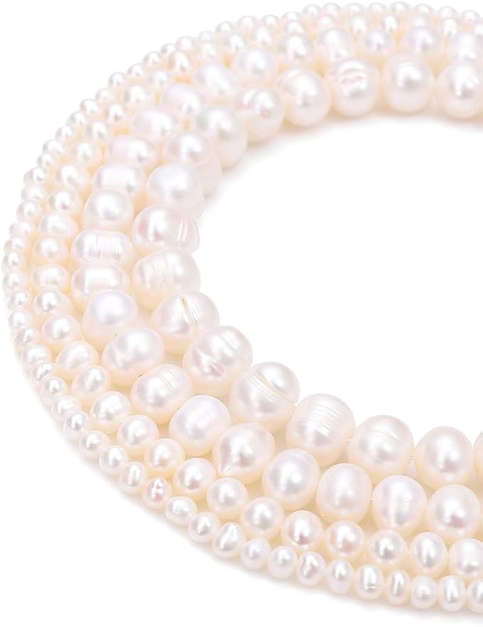 BEADIA Natural Pearl Beads Potato 10-11mm White Freshwater Cultured Loose Gemstone Beads for DIY Jewelry Making 13.8''/Strand