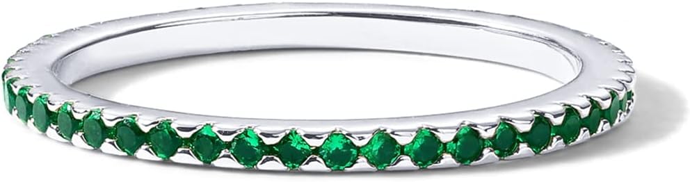PAVOI 14K Gold Plated Sterling Silver Colored CZ Stones Stackable Ring | Simulated Diamond Eternity Bands for Women