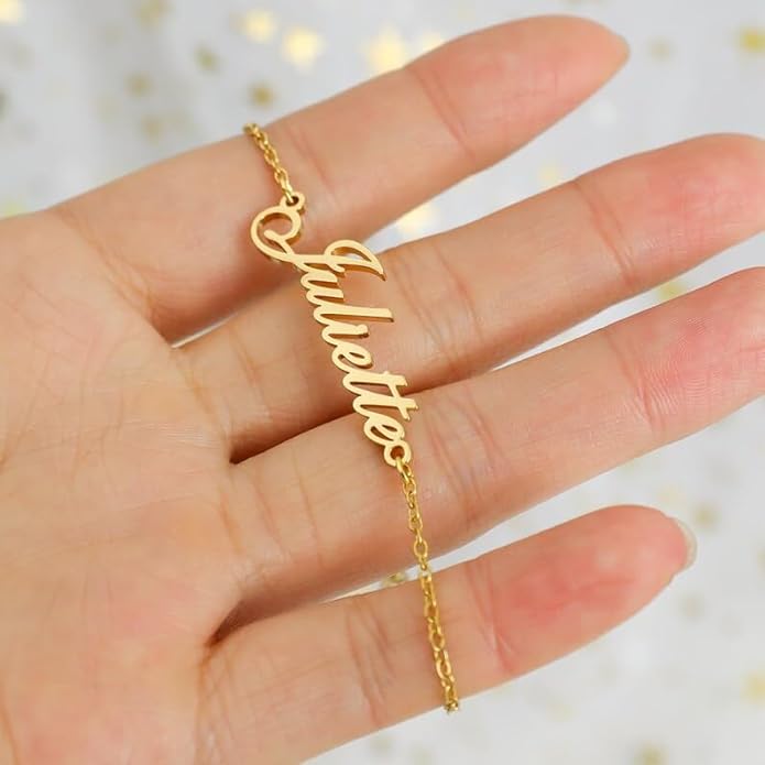 Custom Bracelet with Name 18K Gold Plated Personalized Name Ankle Bracelet Adjustable, Customized Beach Jewelry Gifts for Women Girlfriend