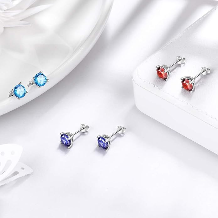 Aurora Tears 925 Sterling Silver 12 Birthstones Necklace/Earring/Ring/Bracelet Women Birthstone Pendant Crystal Fashion Birthday Jewelry Christmas Gift for Girls Women