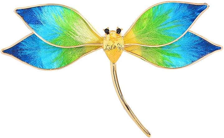 14K Gold Dynamic Dragonfly Brooch with Moissanite Wing Design, A Day-to-Night Transition Accessory, Suitable for Office and Dinner Parties