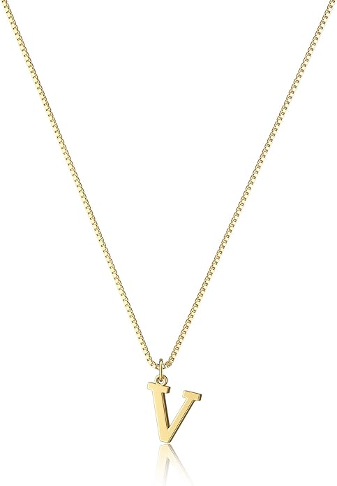 Foxgirl Gold Initial Necklaces for Women, Dainty Gold Letter Necklace Tiny A-Z Pendant Choker Necklace Trendy Cute Personalized Monogram Name Necklace Gold Jewelry Necklace for Women Gift