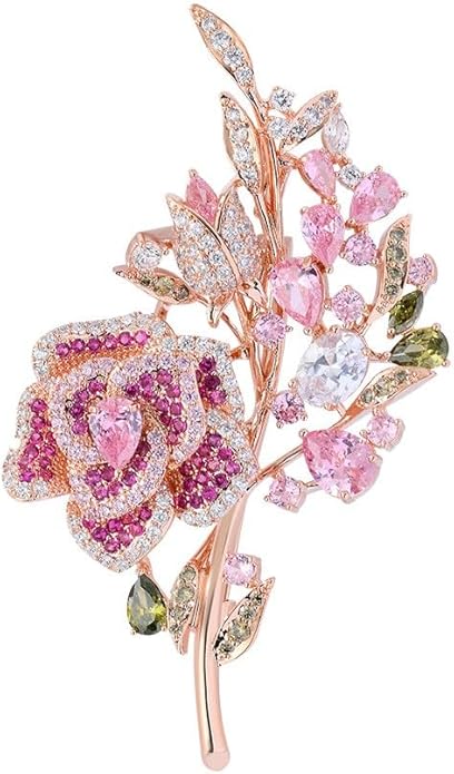 Fashion Flower Brooches for Women Rhinestone Flower Brooches Pins 18k Gold Plated Lapel Pins Jewelry for Girlfriend Wife