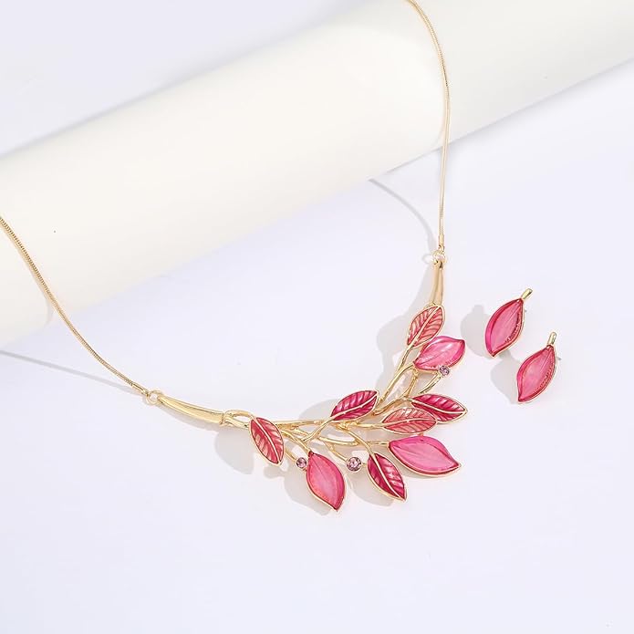 Vintage Chunky Statement Jewelry Set Retro Leaf Floral Geometric Bohemian Boho Bib Necklace Earring Set Fashion Costume Jewelry for Women Girls Wedding Party Prom Unique Gift