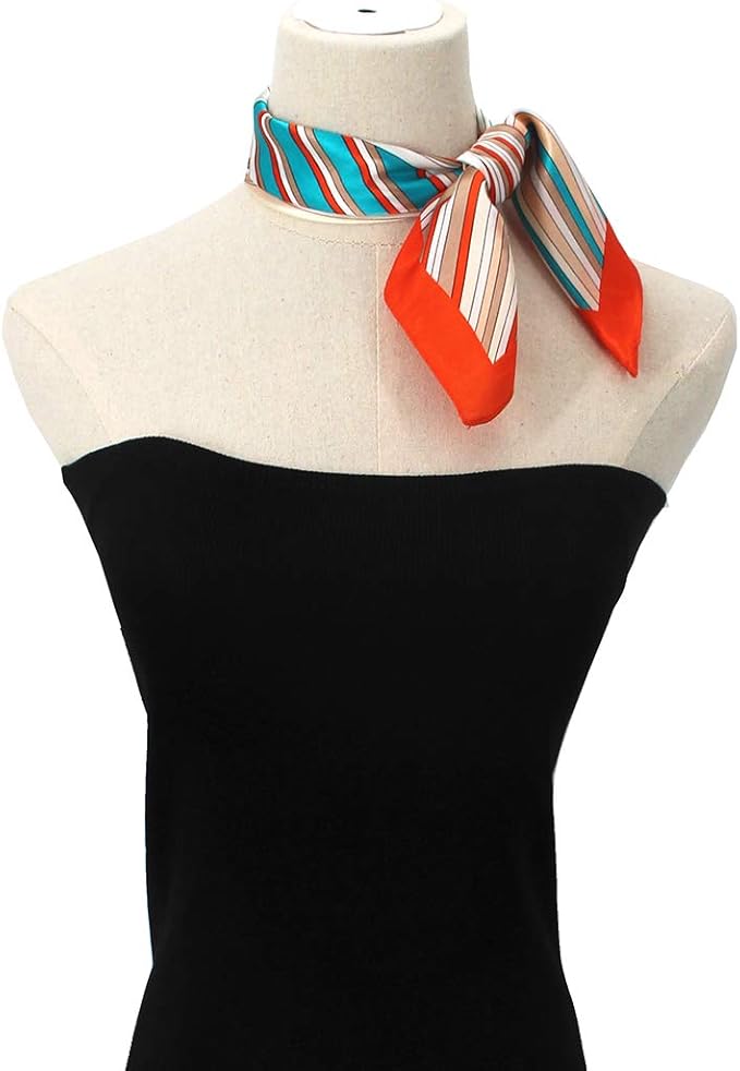ANDANTINO 100% Mulberry Silk Scarf -21” Lightweight Square Neckerchief – Breathable Digital Printed Scarves with Gift Packed