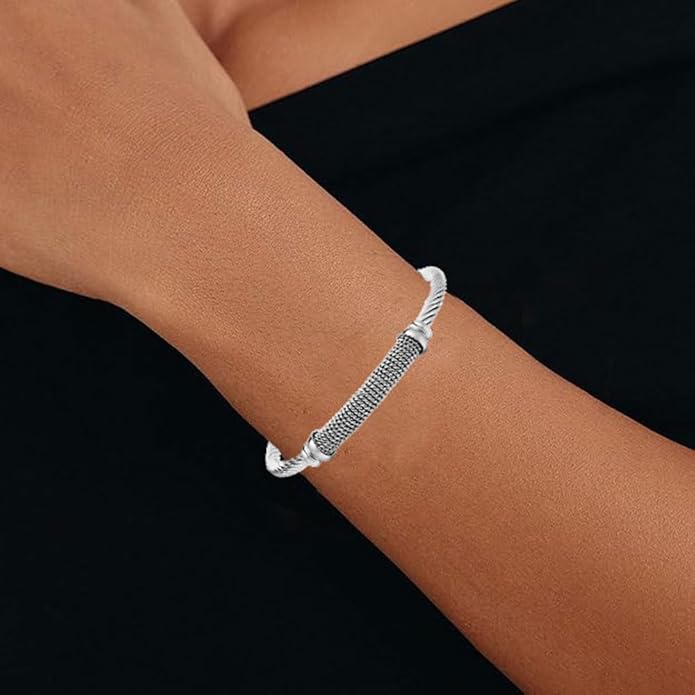 Twisted Cable Bangle Bracelet for Women Gold Plated Lightweight Adjustable Open Cuff Vintage Chunky Jewelry Gift for Her Mom Sister Birthday Christmas