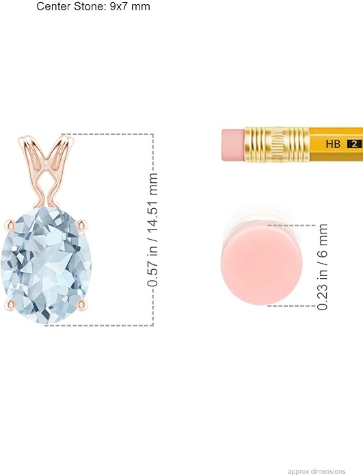 Angara Natural Aquamarine Solitaire Pendant for Women | Vintage in 14K Solid Gold/Platinum With 18" Chain | March Birthday, Anniversary, Gemstone Jewelry Gift