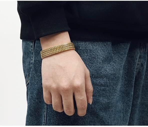 18K gold solid mesh bracelet, men's fashionable tennis bracelet, high-end accessories, men's gifts, Christmas gifts