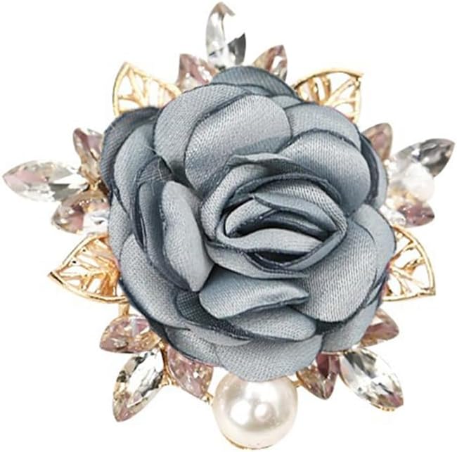 Elegant Rose Flower Brooch Pin for Women Men Wedding Party Gentleman's Essentials Handmade Imitation Crystal Pearl Fabric Flower Lapel Pin Dress Suit Accessories Boutonniere Ideas Gift