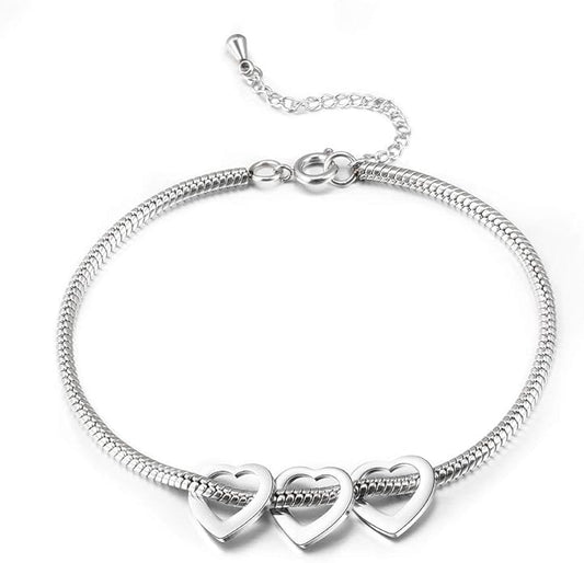 Personalized Anklets for Women Adjustable Silver Gold Anklets with Heart Name Initial Ankle Bracelets for Women Jewelry Gifts for Mom Her