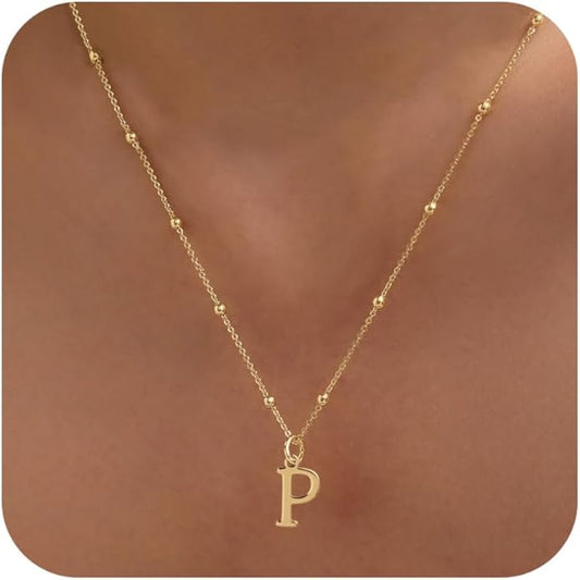 Initial Necklaces for Women Dainty Gold Letter Pendant Necklace 14k Gold Plated A-Z Name Necklaces Cute Charm Choker Necklace Fashion Accessories Non Tarnish Trendy Jewelry Gift
