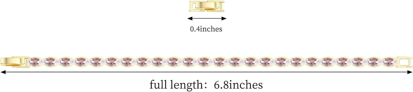 14K Gold Plated Tennis Bracelet for Women – Classic CZ Link Design, Fits 6.0"–7.2" Wrists – Stylish Sparkling Jewelry Gift, Timeless Tennis Bracelets for Women