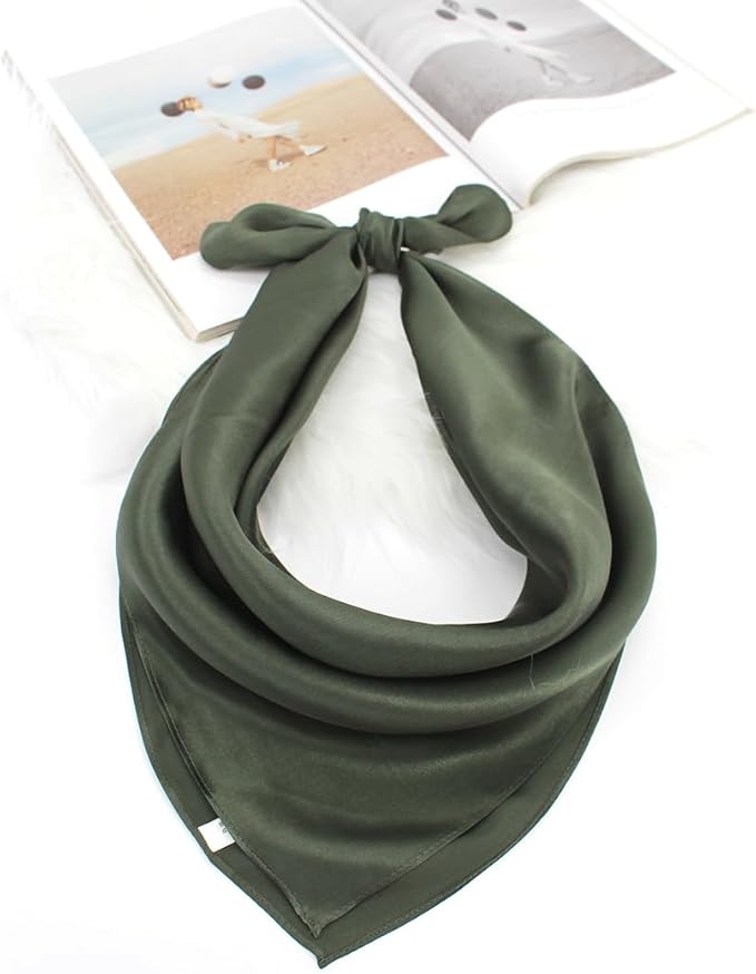 ANDANTINO 100% Mulberry Silk Square Scarf for Hair-25.6" X25.6'' Women Men Natural Silk Neckerchief Digital Printed Headscarf