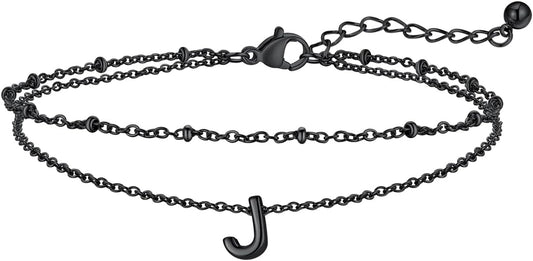 FaithHeart Initial Ankle Bracelets for Women, Waterproof 14k Gold Plated Initial Anklets Non Tarnish Stainless Steel Layered Anklet Summer Beach Foot Jewelry