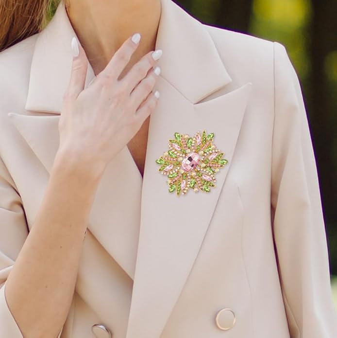YOQUCOL Sunflower Shape Crystal Big Large Heavy Brooch Pin Rhinestone Scarf Decoration Corsage Cloth Pin for Women Girls